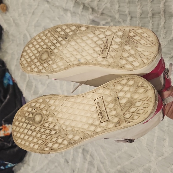 White w/ bright pink accents Giuseppe Zanotti high top sneakers size 39.5 - Picture 7 of 12